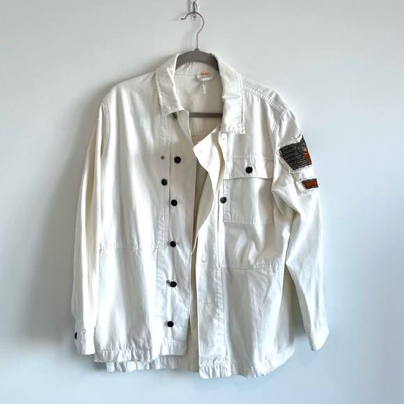 Free People White Jean Jacket